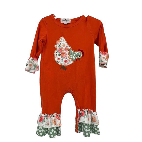 Marie Nicole Ruffle Chicken Long Sleeve Romper Infant Size 6-12 months - Picture 1 of 5